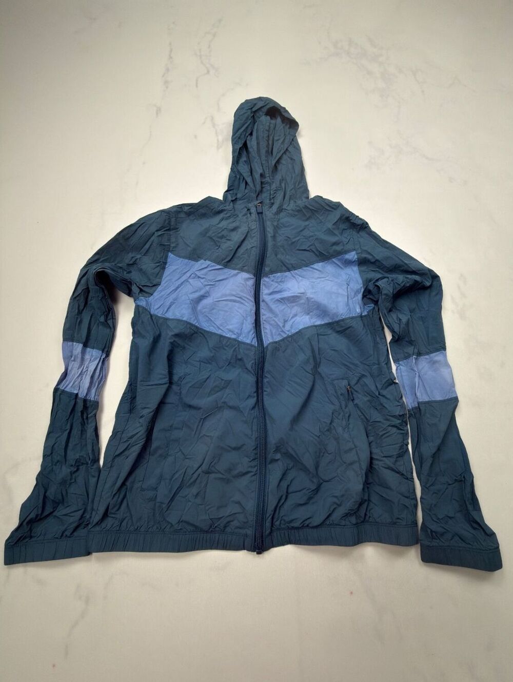 Tek Gear Colorblock Windbreaker Jacket Navy Blue 2000s Sporty - Boys XL